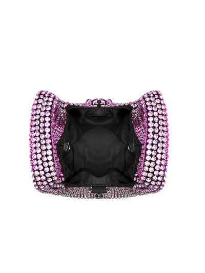 Full Rhinestone Mesh Evening Bucket Bag