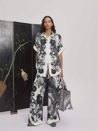 Stylish Linen Printed Pants Set