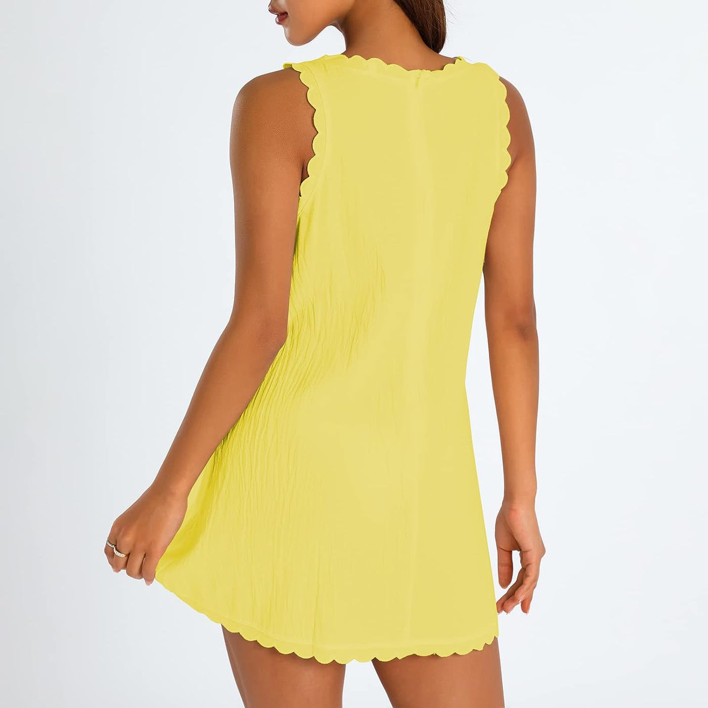 Scalloped A-Line Beach Dress In Black