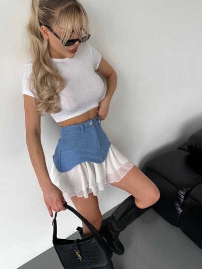 Sexy Paneled Mini Skirt