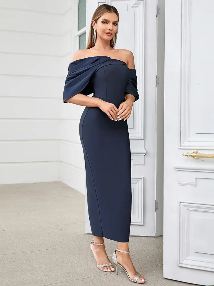 Sexy Pleated Bodycon Evening Gown