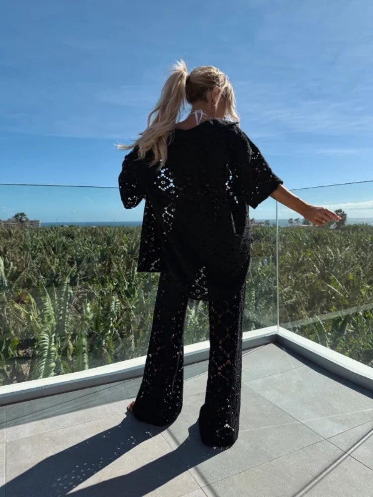 Embroidered Lace Blouse Set