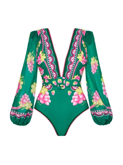 Long Sleeve Short skirt Swimsuit Set