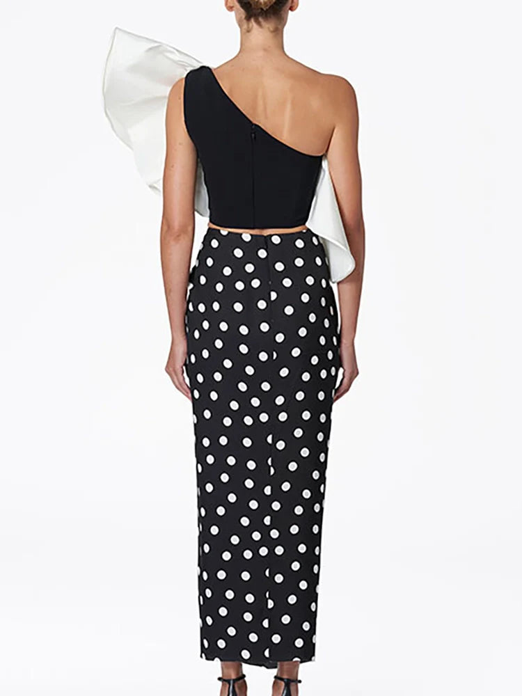 Bikini Set with Polka Dot Wrap Skirt