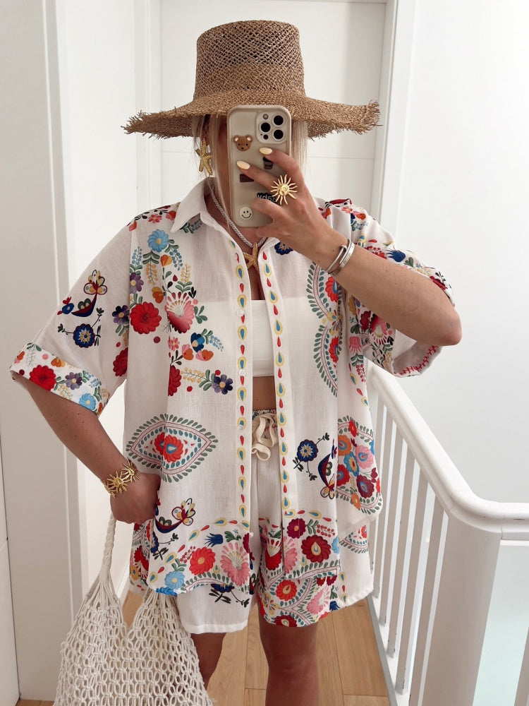Bohemian Linen Shirt Set
