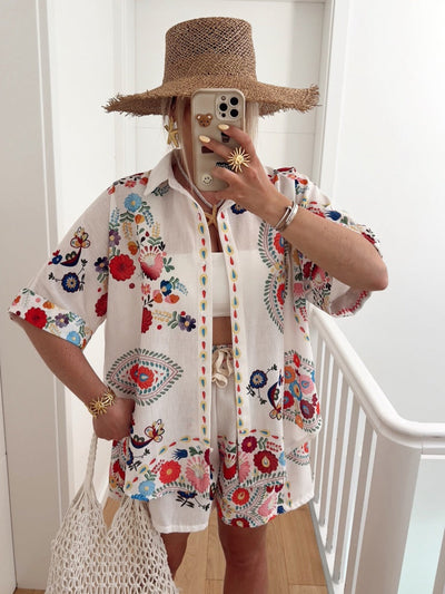 Bohemian Linen Shirt Set