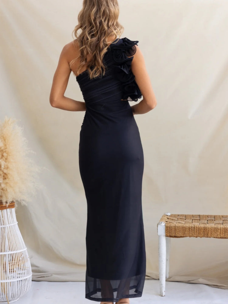 Fashion Print One-shoulder Maxi Dress