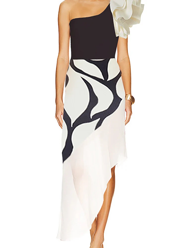 One Shoulder Ruffle Layer Retro Swimsuit