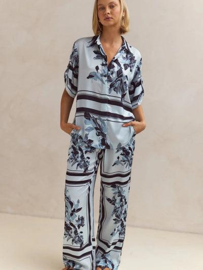 Casual Printed Cardigan Home Set