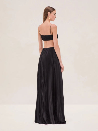 Pleated Backless Slip Dress