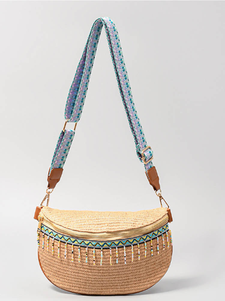 Grass Woven Chest Bag