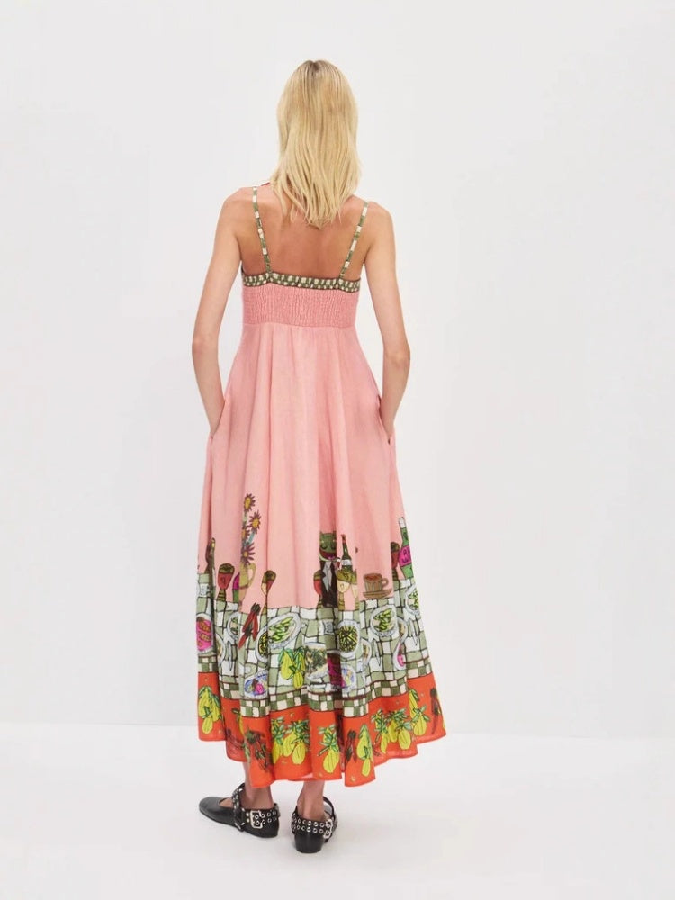 Sexy Linen Print Dress