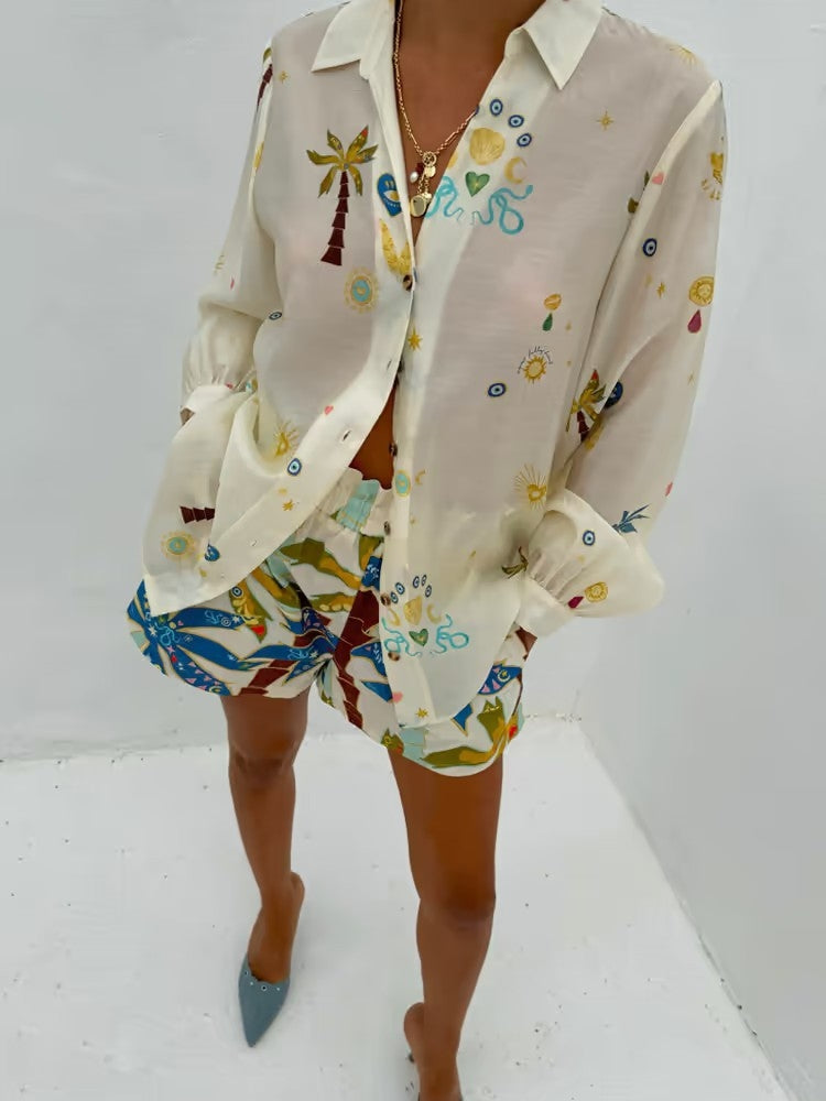 Printed Summer Shorts Set