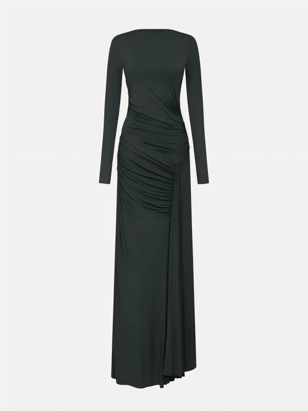 Glacier Asymmetrical Pleats Maxi Dress