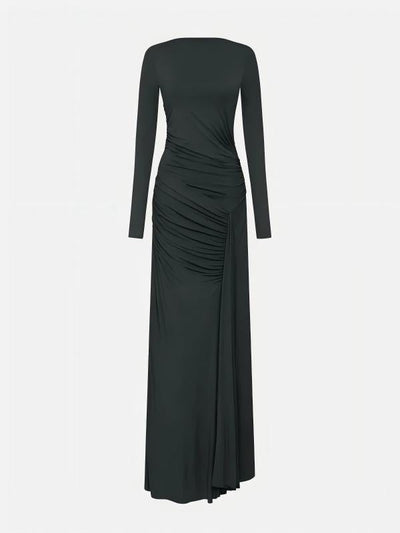 Glacier Asymmetrical Pleats Maxi Dress