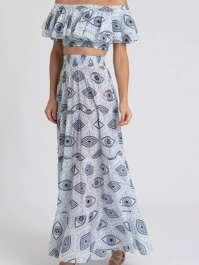 Ruffle Bandeau Evil Eye Bikini Set