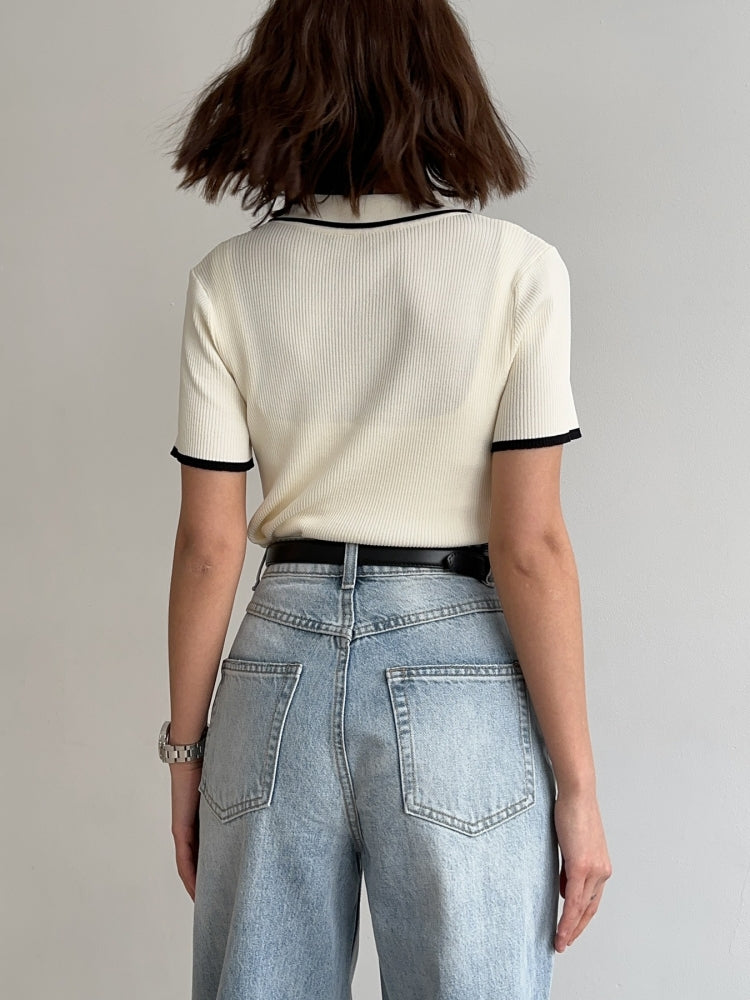 Contrast Trim Knit Top