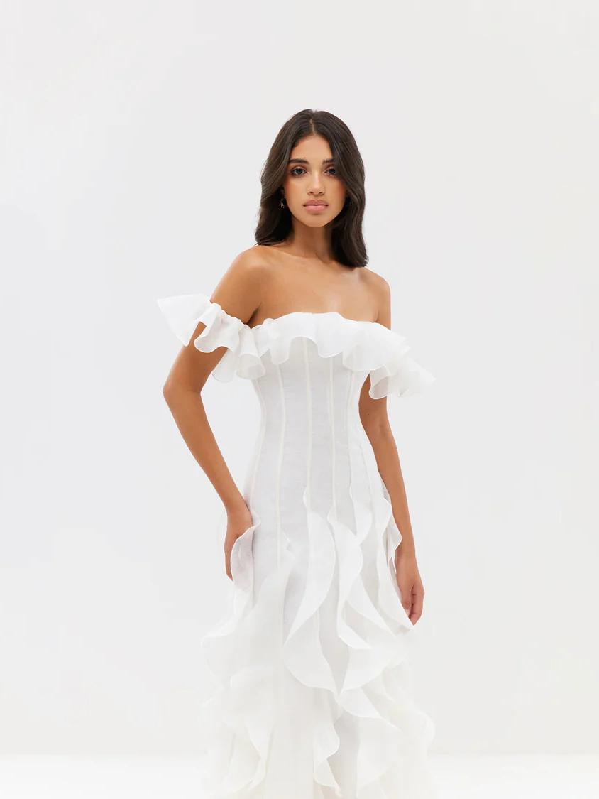 Off - Shoulder Ruffle Gown
