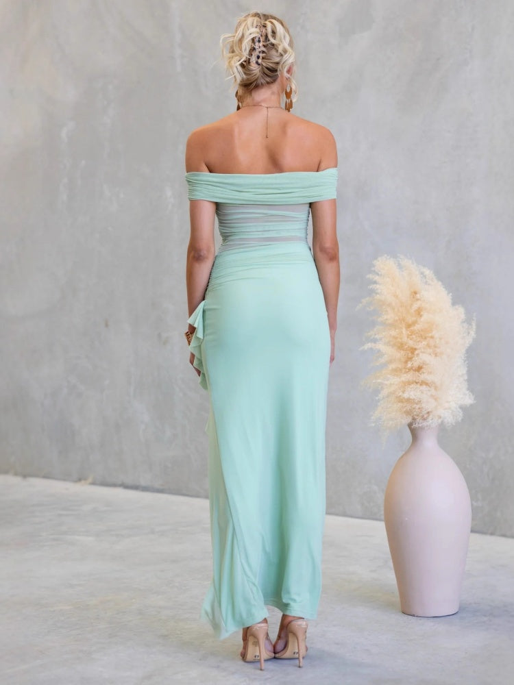 Slit  Sheer Bodycon Maxi Dress