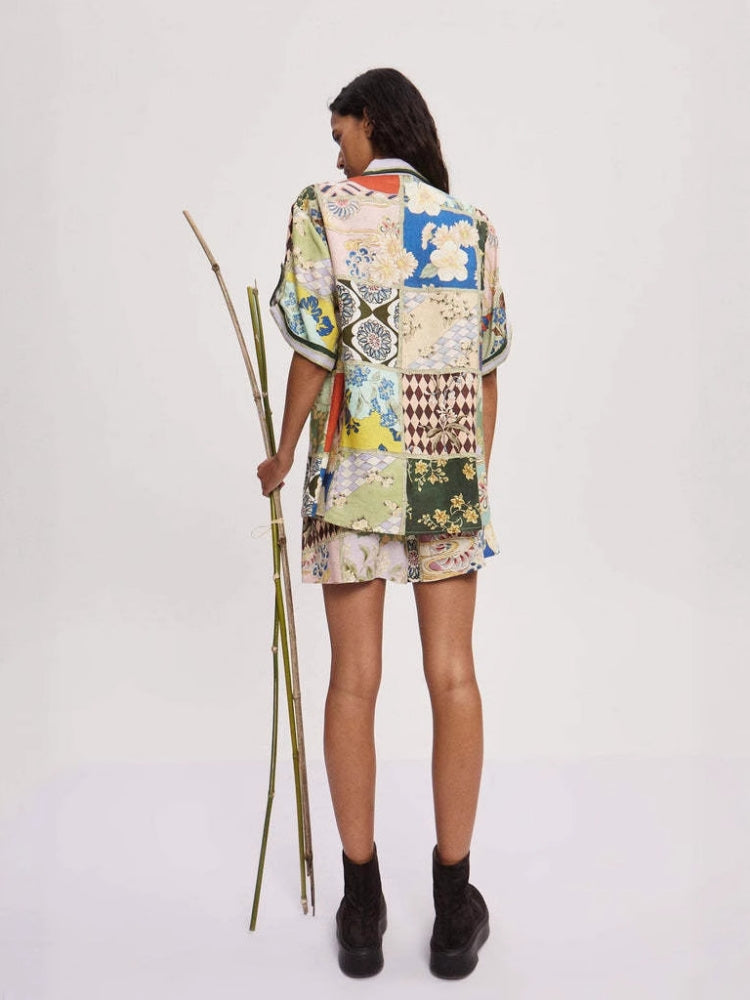 Printed Linen Shirt & Shorts Set