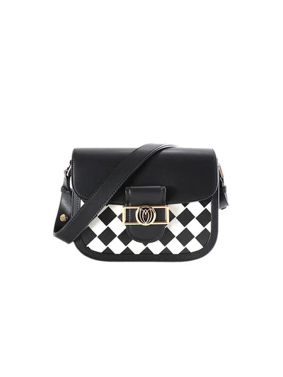 Checkerboard Saddle Crossbody Shoulder Bag