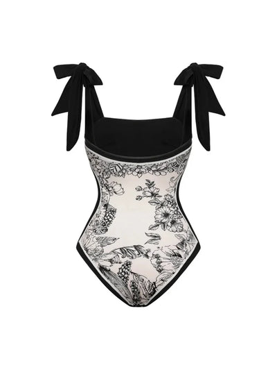 Reversible Vintage Print One Piece Swimsuit