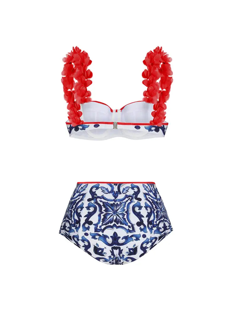 Reversible Contrast Bikini with Appliqué