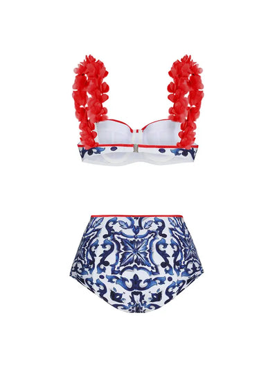 Reversible Contrast Bikini with Appliqué