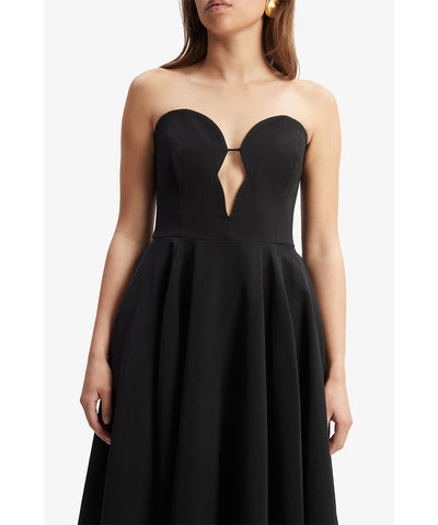 Elegant Retro Inspired Strapless Midi Dress