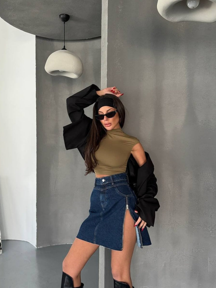 Asymmetrical Denim Skirt