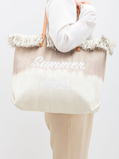 Two-Tone Embroidered Tote Bag