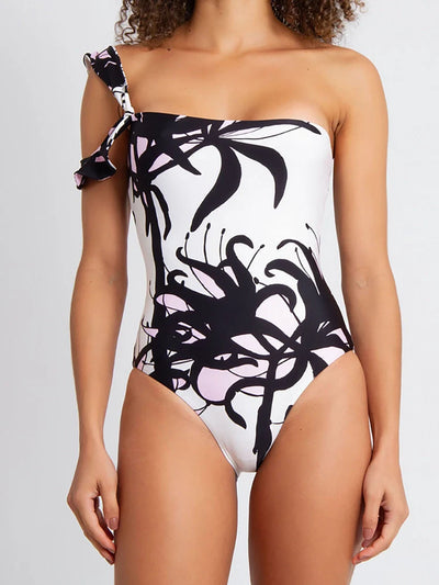 Chinese Ink Print One Piece Swimsuit Set