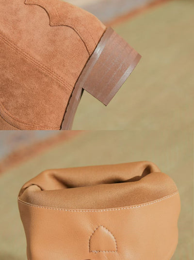 Pointed Toe Thick Heel Stacked Boots Retro High Top Knight Boots