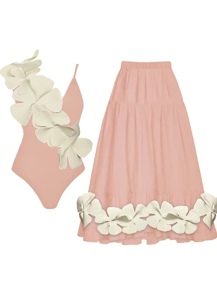 Tie Fresh Floral One Piece Swimsuit