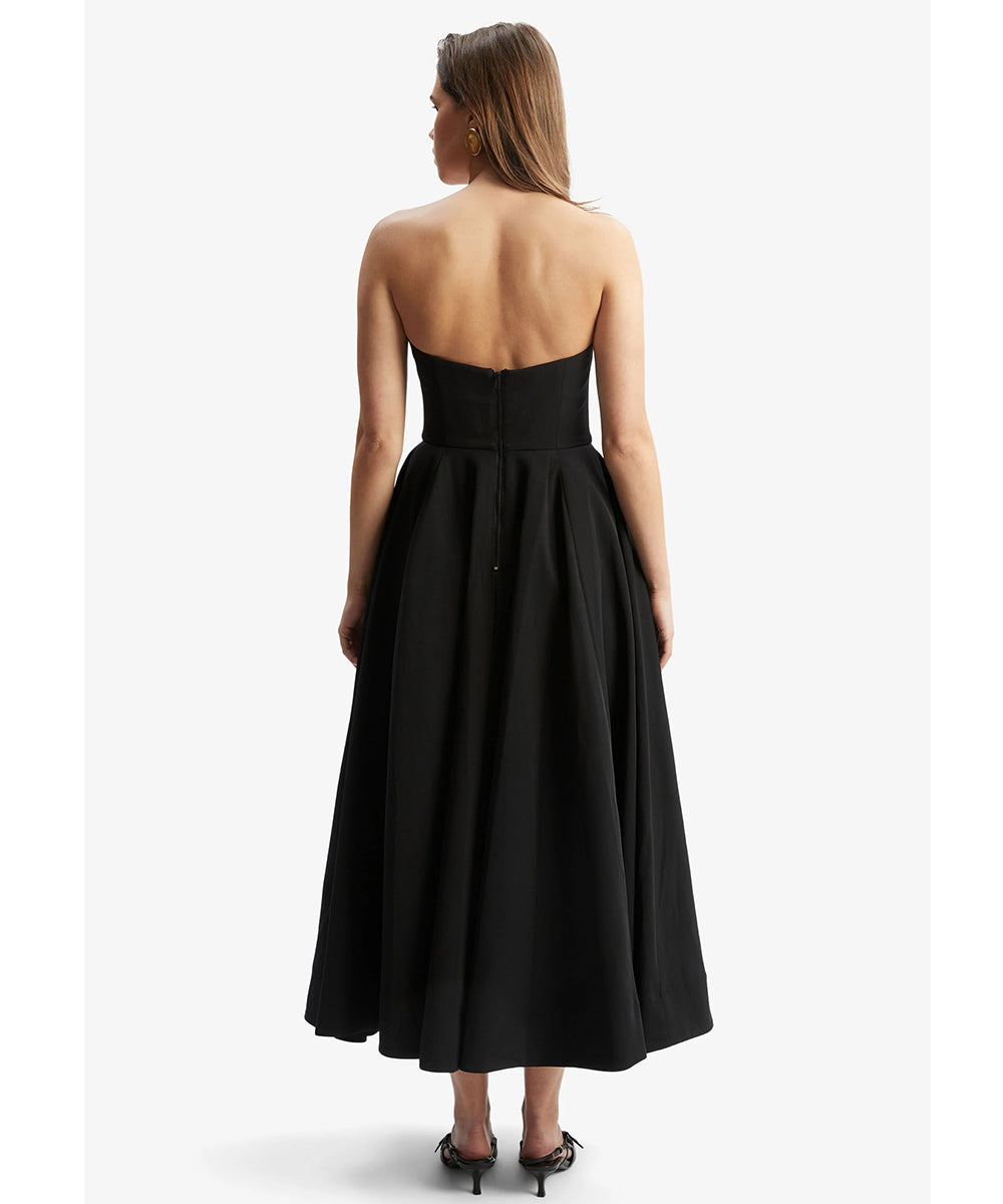 Elegant Retro Inspired Strapless Midi Dress