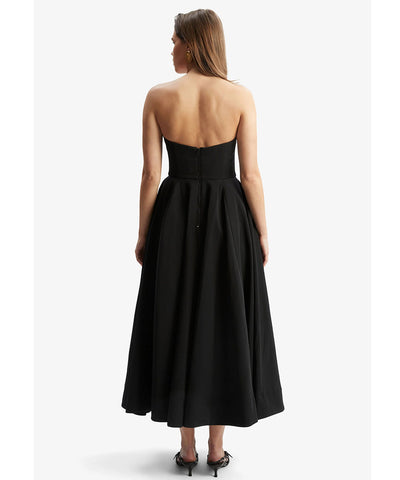 Elegant Retro Inspired Strapless Midi Dress