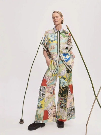 Casual Color-Block Shirt and Pants Set