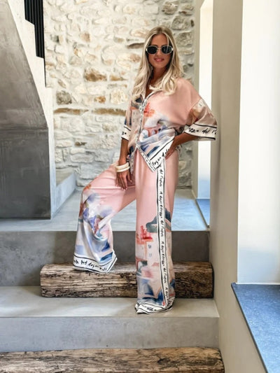 Gradient Print Shirt & Pants Set