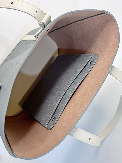 Colorblock Single Shoulder Leather Tote Bag