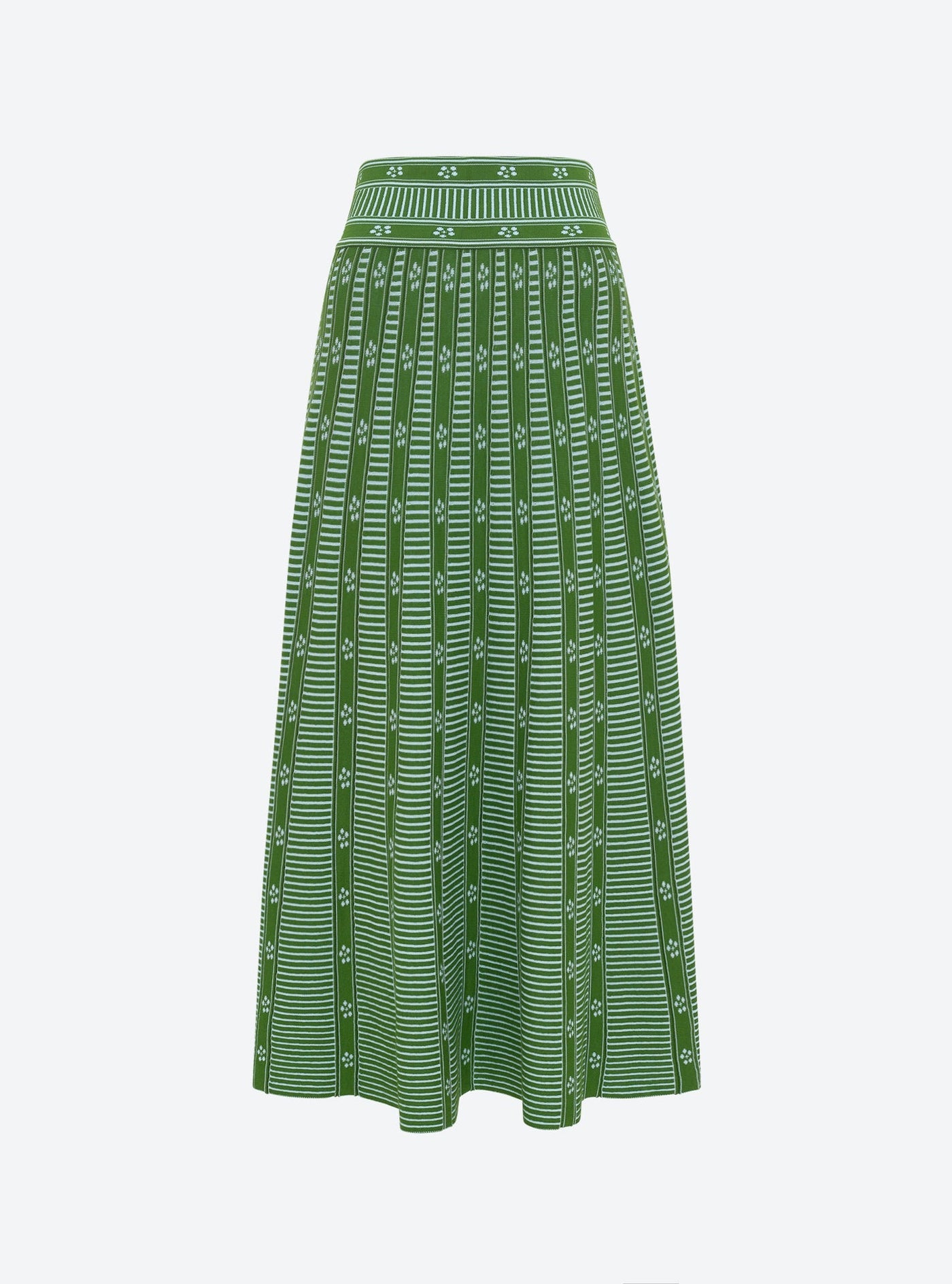 Green Floral Jacquard Skirt