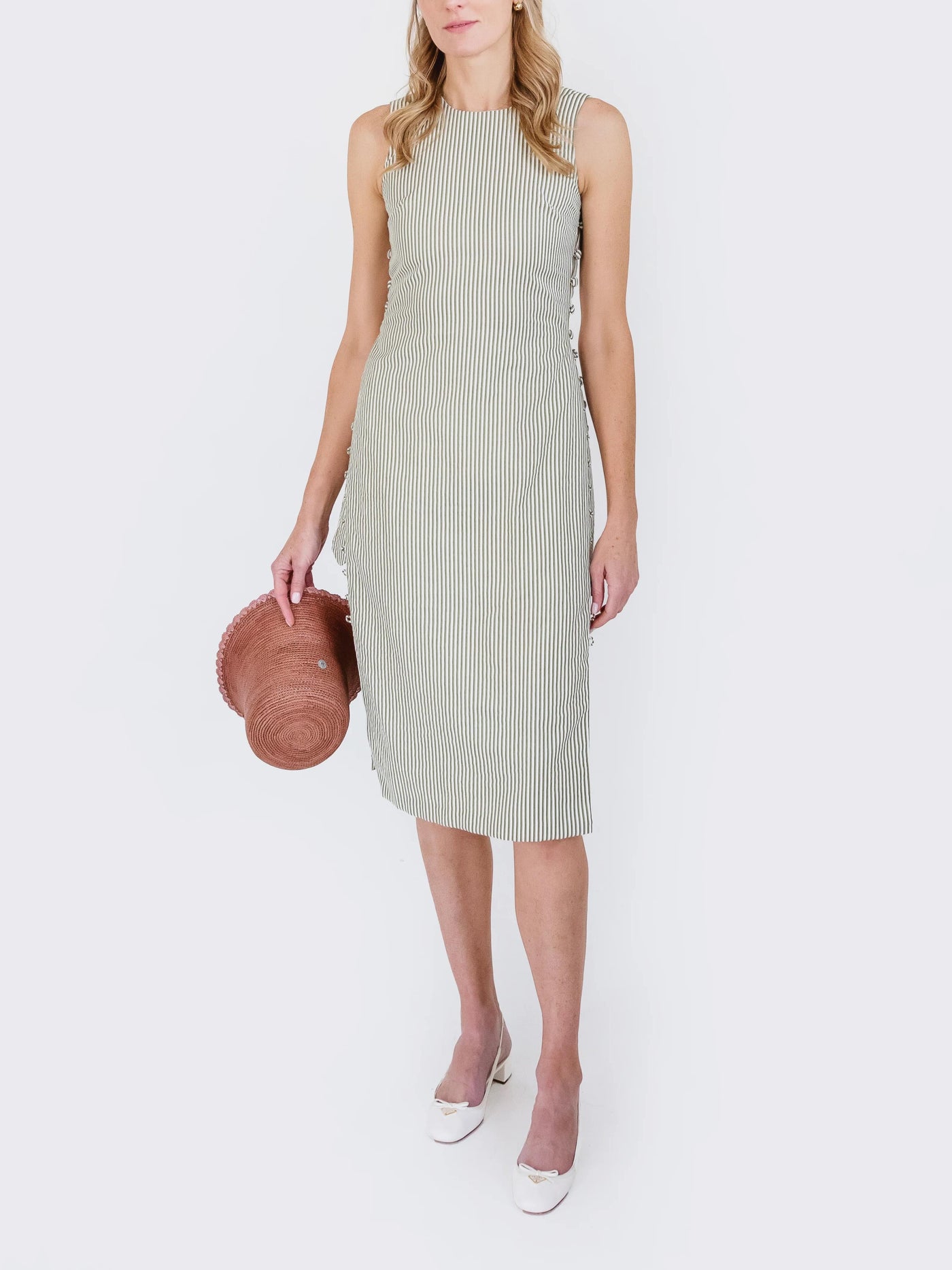 Seersucker Olive Midi Tunic Shorts Sets