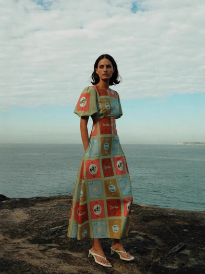 Linen Crewneck Waist Dress