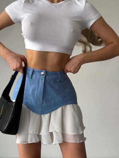 Sexy Paneled Mini Skirt