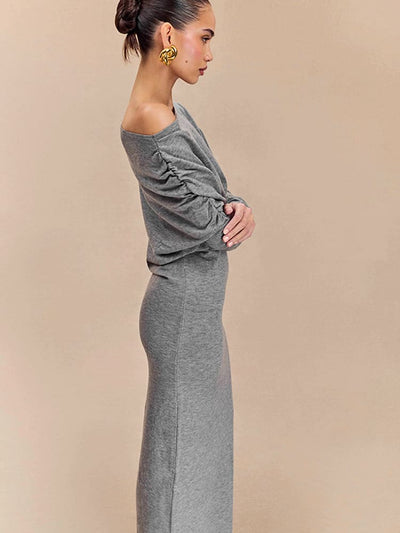 Asymmetric Neckline Maxi Dress