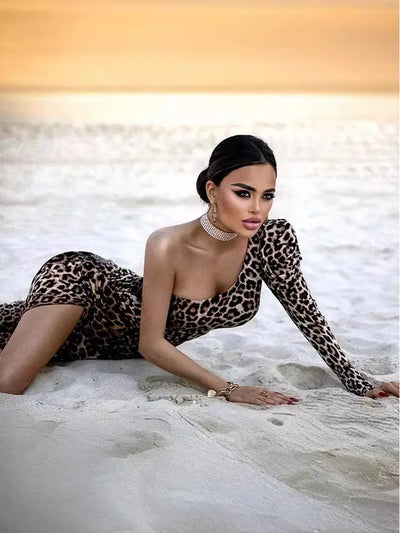 Sexy Off-Shoulder Leopard Print Dress