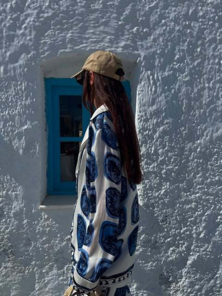 Elegance Blue Checkerboard Pants Sets