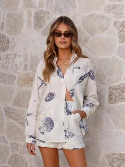 Long-Sleeve Marine Shorts Set