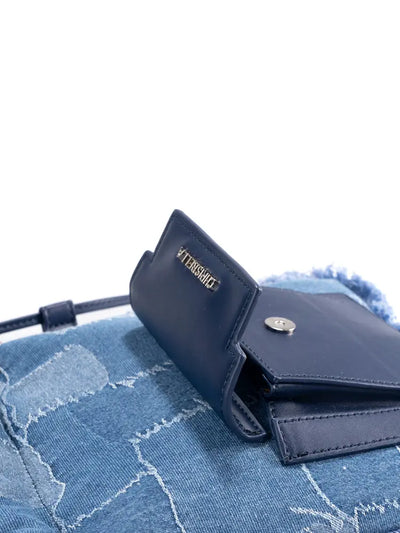 Denim Patchwork Lucky Bucket Crossbody Tote