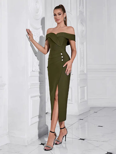 Strapless Slit Bandage Evening Dress