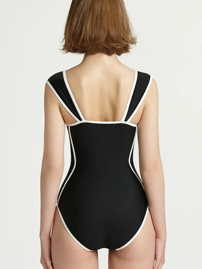 Colorblock Korean Style Sweetheart Swimsuit